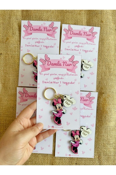 macra world Minnie Mouse Temalı Bebek / Çocuk / Doğum Günü Hediye Anahtarlik ...