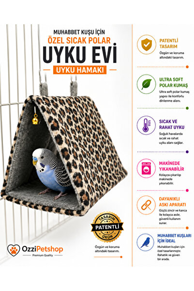 ozzipetshop Muhabbet Kuşu Uyku Evi Polar Kuş Hamağı Sıcak Dinlenme Yuvası