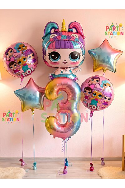 Parti Station Unicorn Lol Bebek Konsept 3 Yaş Balon Doğum Günü Set Yaş Balon Set