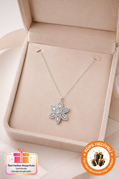 Lucente Jewellery 925 Ayar Baget Taşlı Lotus Beyaz Masal Hediyelik Lotus Çiçe...