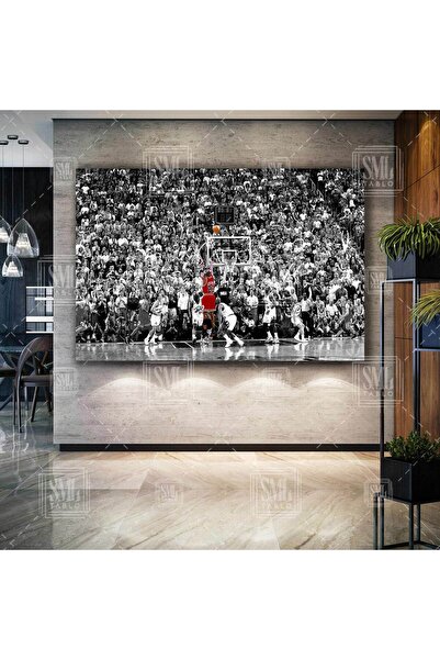 Michael Jordan Üçlük Son Atış Chicago Bulls Basketbol Nba Kırmızı Forma Yatay Kanvas Tablo
