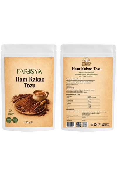 FARİSYA Ham Kakao Tozu 150 g | %100 Saf & Doğal, Şekersiz Kakao
