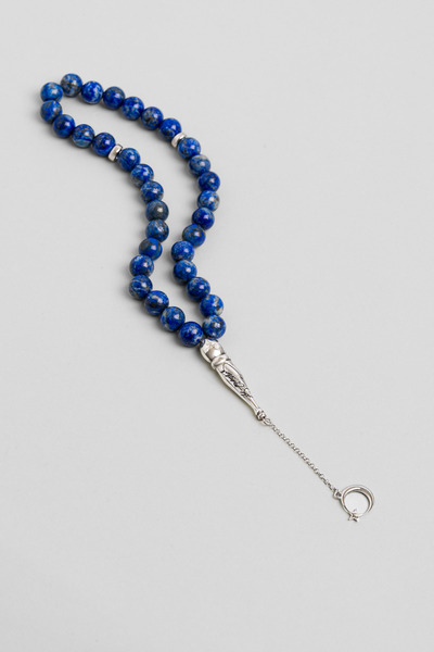 So CHIC... Atatürk İmzalı Doğal Lapis Taşlı 22 Cm Gümüş Tesbih