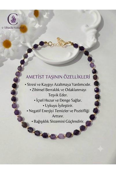 c-bhadu naturel Certified Polygonal Amethyst Natural Stone Necklace