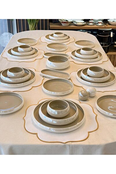 Onedekor 29 Parça 6 Kişilik Bianco Pearl Porselen Yemek Takımı