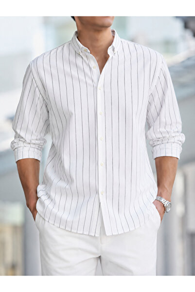 WAMOSSALAPLI Oxford Çizgili Slim Fit Gömlek