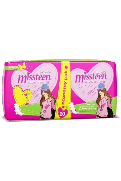 PRİVATE فوط صحية خاصة من القطن الطبيعي، رقيقة للغاية من Miss Teen، 20 فوطة