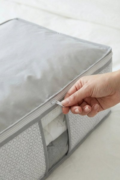 EVSELLA Set of 6 - Large Size Under-Bed & Under-Sofa Storage Bags with White Striped Windows & Sweater Clothing Storage Bags