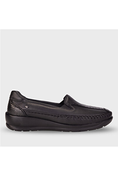 Forelli Lına Genuine Leather Orthopedic Comfort Women's Casual Shoes Black