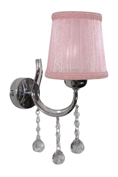 TEKAY AYDINLATMA Pembe Taşlı Aplik Metal Krom İskelet 1 Adet