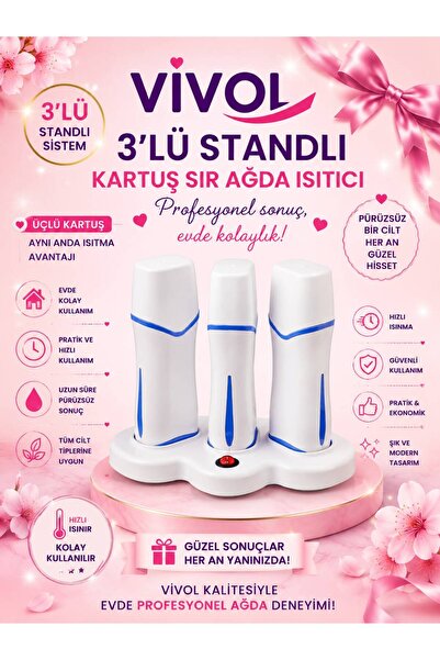 Vivol Göstergeli Kartuş Sir Ağda Isıtıcı Üçlü Standlı