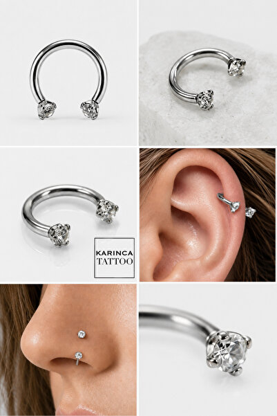 Karınca Piercing Luxury Halka Taşlı Piercing Kulak Helix Dudak Rook Conch Göb...