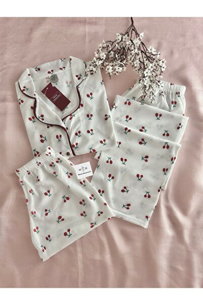 MH Moony Homewears Set de pijama Queen of Fruits din 3 piese din bumbac piept...