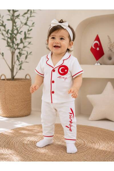 derin baby 100% Cotton Short Sleeve Buttoned Turkey National Team Bottom Top ...