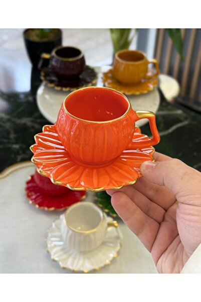 Onedekor 6'lı Daisy Flora Kahve Fincanı Renkli