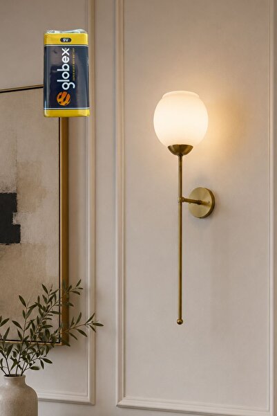 Ömür Avize Yonca camlı gold cubuklu pıllı aplik