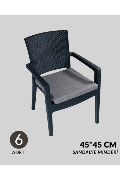 SOWSO Sandalye Minderi 6 Adet Keten Kumaş 45*45 Cm Gri Sünger AÇIK GRİ
