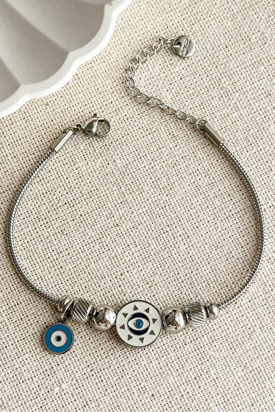 Modacaprea Women's Steel Bracelet with Evil Eye Charm – 17+2 cm Gold Color Br...