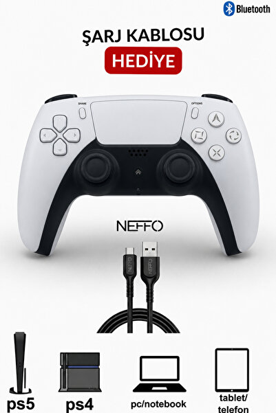 NEFFO Bluetooth Oyun Kolu Ps4 Ps5 Ve Pc Uyumlu Wireless Kablosuz Oyun Kolu Jo...