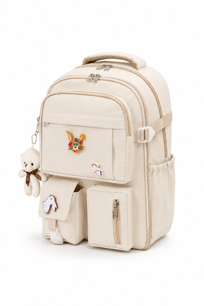 QUOVO Korean Style Orthopedic Special Design Multi-Pocket Waterproof New Girls Boys School Bag with Accessories