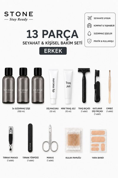 Stone Ready Kit 13 Piece Travel and Personal Care Kit Customized for Men