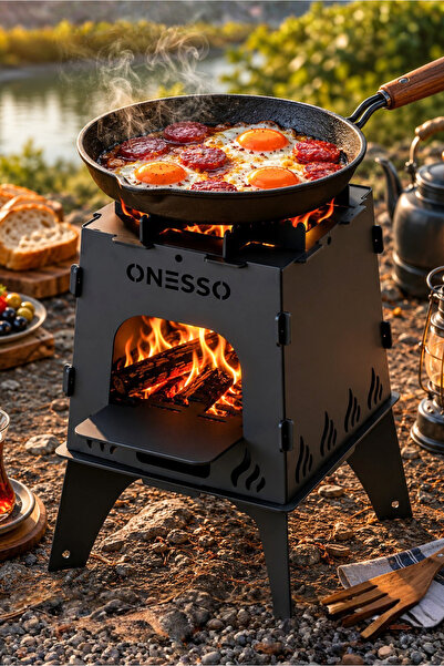 ONESSO Camp Katlanabilir Ateş Kutusu Kamp Ocağı 2.5mm Kalın Çelik - Taşıma Ça...