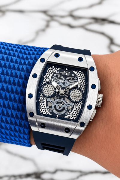 Ferrucci Lacivert Renk Silikon Kordon FCF.03258FS.06 Function Erkek Kol Saati...