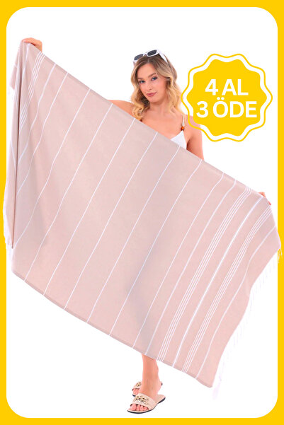 Lux Touch Mia Peshtemal de plajă cu dungi, 100% bumbac |   Pareo cu ciucuri, ...
