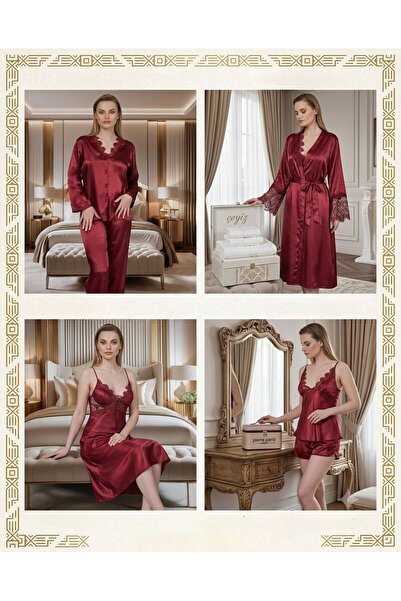 Petites Pierres 6 LI SATEN GECELİK SABAHLIK ÇEYİZLİK TAKIM