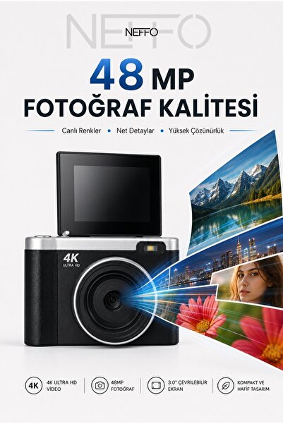 NEFFO Dijital Fotoğraf Makinesi | 48MP | 8X Dijital Zoom | Video & Selfie Des...