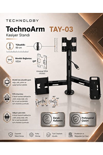 TechnoLoby TechnoArm Tay-03 Kasiyer Standı, kasa standı, monitör standı, POS ...