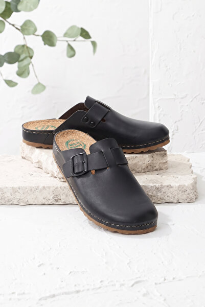 XJIM Unisex Black Buckle 7 Point Anatomical Sole Comfortable Sabo Slippers