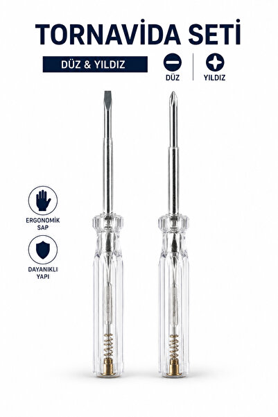 Alıç Control Pen Screwdriver Set 2 Pieces Flat and Star Electric Control Scre...