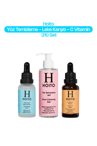 Hoito Yüz Temizleme Jeli 200ml & Leke Karşıtı Bakım Serumu 30ml & C Vitamini ...