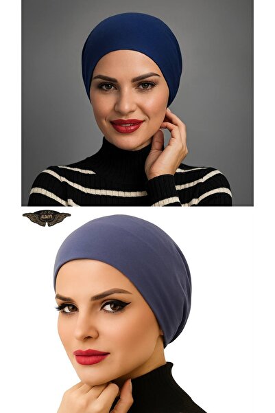 ALDAIYR 2 Pcs Hijab Elastic Non-Slip Seamless Snap-On Sea Cap Practical Cap