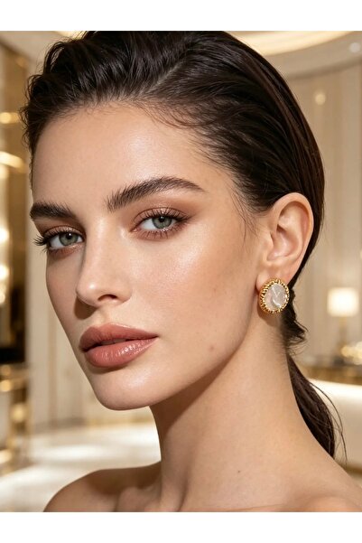 ayoljewelry Gold Round Earrings with Pearls