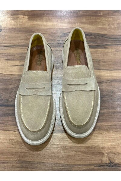Greyybull Shoes Мъжки бежови велурени кожени мокасини