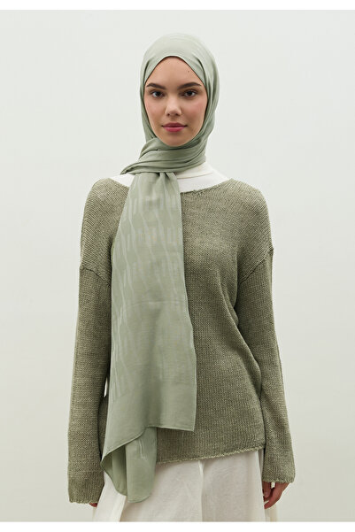 Freshscarfs Nara Pamuk Floş Jakarlı Şal Soğuk Gri