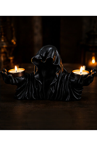 Yaratıcı sanatlar atölyesi 2'li Gotik Pelerinli Hayalet Mumluk Tealight Mumlu...