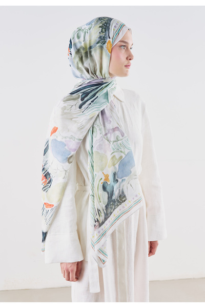 Freshscarfs Σάλι Bloomelle με σχέδιο ραμί από βισκόζη, απαλό πράσινο