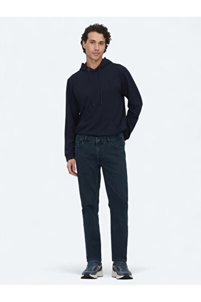 Kip Тъмносини панталони Slim Fit от деним и памучна смес