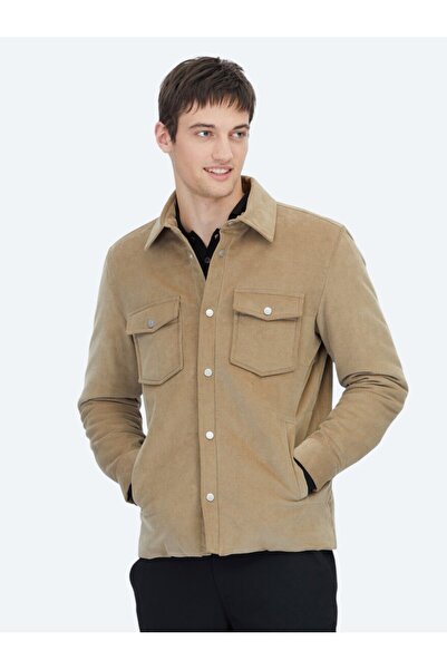 Kip Camel Hair Regular Fit Shirt Collar Casual Woven Coat