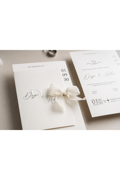 TABLOZADEE DAVETİYE Düğün Davetiyesi / Nişan Davetiyesi / Nikah Davetiyesi / (50 Adet) Baskı Hariç Davetiye TD60155