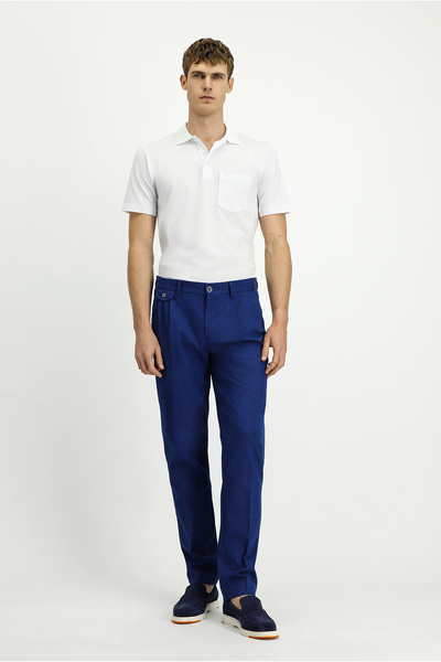 Kiğılı 6 Drop Regular Fit Standard Cut Striped Linen Blend Pleated Classic Fa...