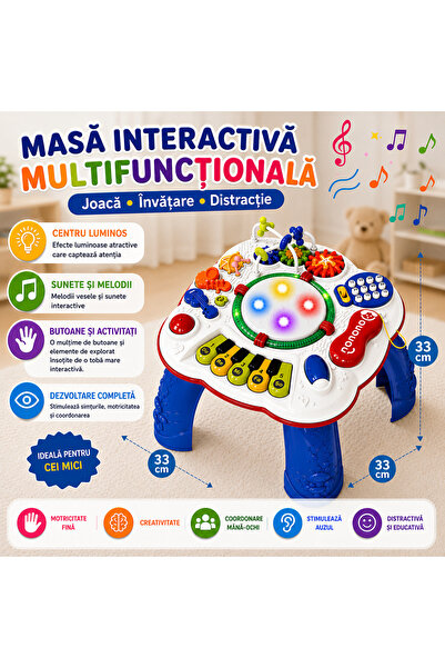 SOLTOY Masuta interactiva de activitati SOLTOY® Building Game Table pentru bebelusi cu sunete si lumini