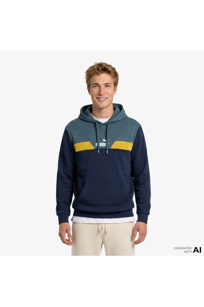 Puma سويت شيرت رجالي كاجوال باللون الأزرق من Power Colorblock 68173114