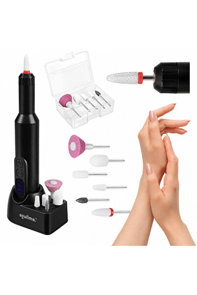 Soulima Pilă electrică de unghii fără fir, 18000 RPM, USB-C, 6 capete, 3 nive...