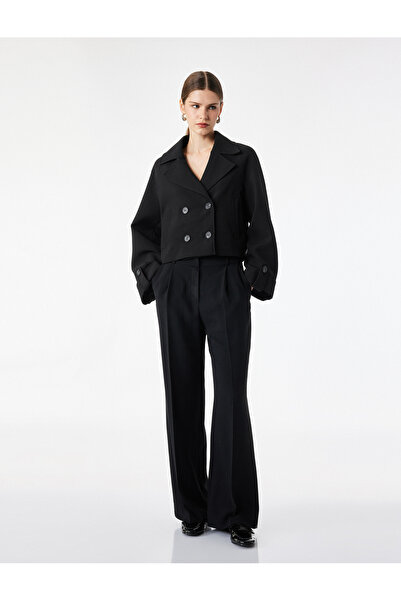 Koton Long Sleeve Pocketed Buttoned Double Breasted Collar Gabardine Jacket