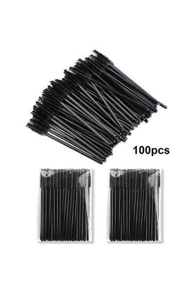 Choice4 100pcs black 100pcs Disposable Eyelash Brushes Spoolies Micro Lash Ma...