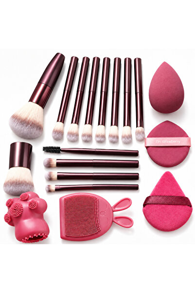 Arabest 15Pcs Makeup Brush Tool Set with Beauty Sponges, Powder Puffs, Silico...